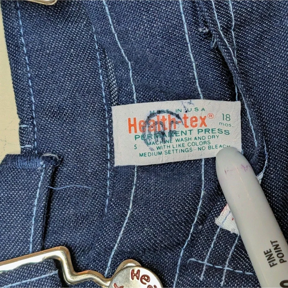 Vintage Healthtex 80s Denim Blue Bib Overalls Infant‎ Baby Size 18 Months